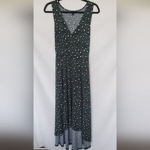 Torrid Midi High Low Green Leopard Print Dress